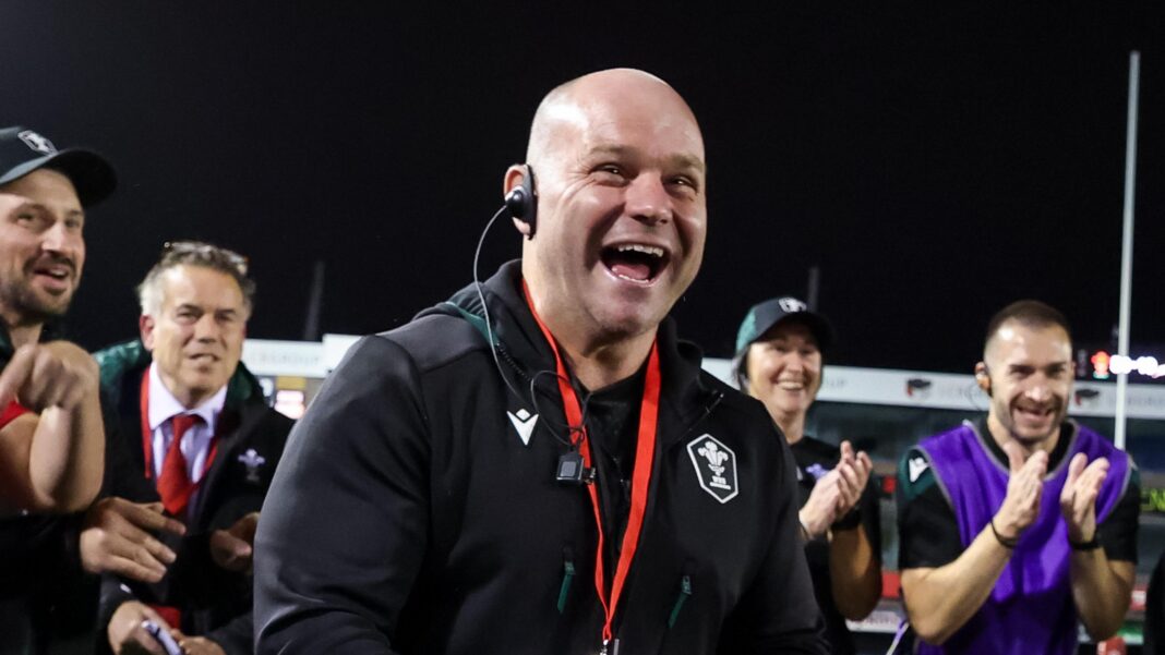 Wales deliver performance of serious promise Sean Lynn smiling in Wales' huddle