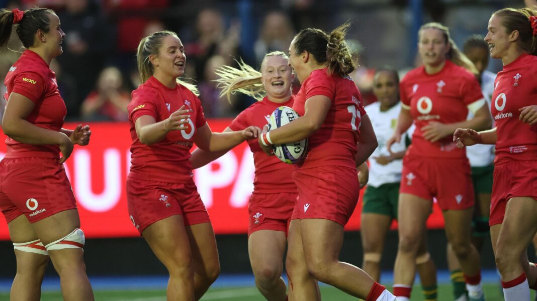Inspired Wales seal stunning win over South Africa Courtney Keight celebrates with team-mates