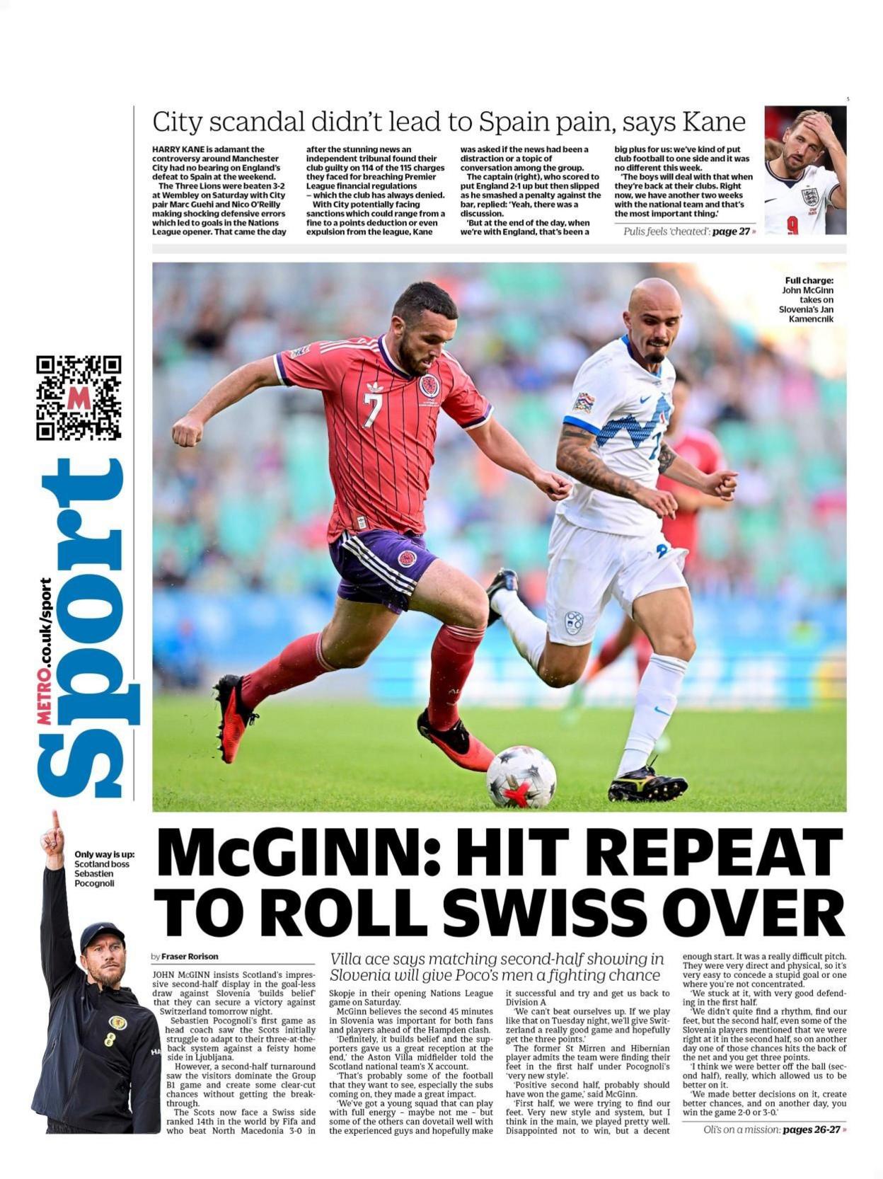Metro back page