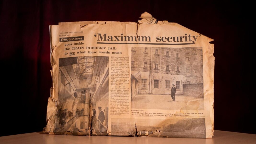 Buckingham Palace works uncover trove of everyday items dating back to 1800s Pages from the Daily Express newspaper in 1966 detailing the "maximum security" prison where the Great Train Robbers were incarcerated
