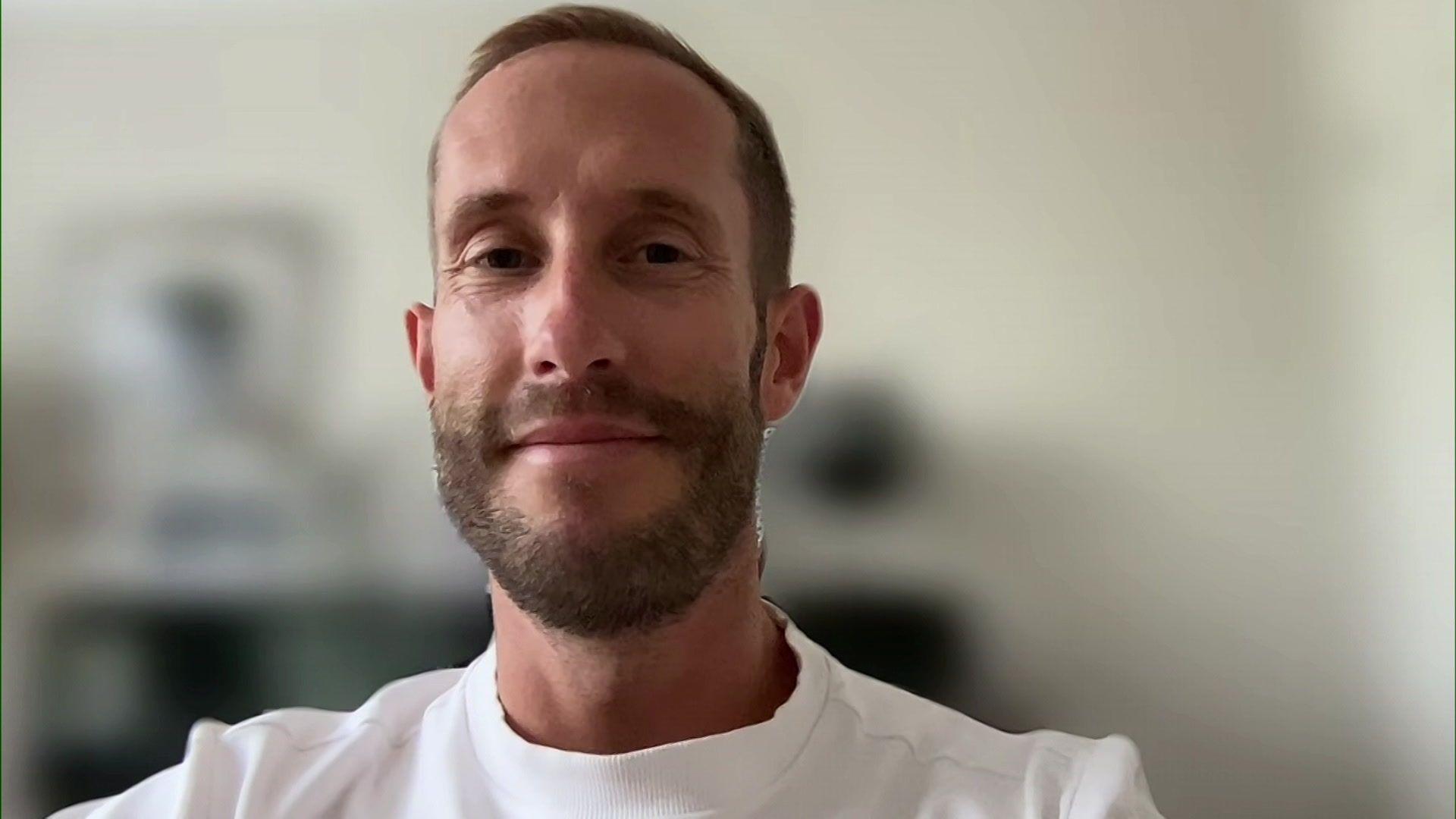 Andy Pargeter wearing a plain white T-shirt