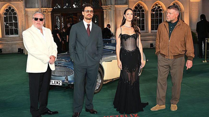 LONDON, ENGLAND - SEPTEMBER 02: (L to R) Ray Winstone, Theo James, Kaya Scodelario and Guy Ritchie attend the World Premiere of "The Gentlemen" Season Two at Guildhall on September 2, 2026 in London, England. (Photo by Dave Benett/WireImage)