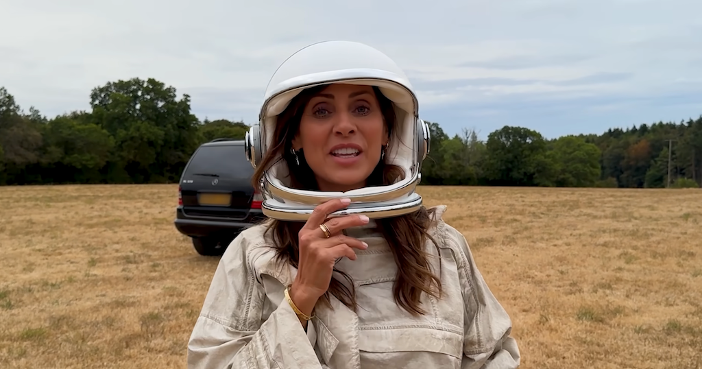 Natalie Imbruglia wears an astronaut's helmet in the video for her single Beautiful Love