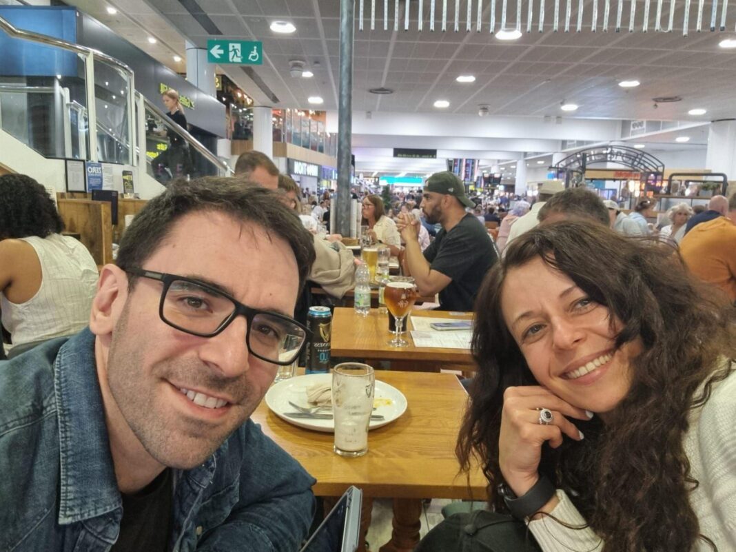 Newly married couple Sasha and James at the Wetherspoons in Gatwick