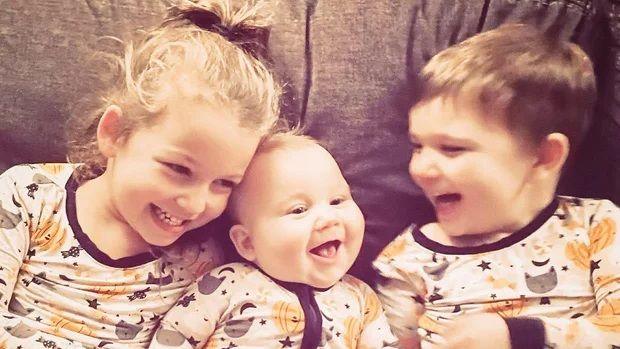 Clancy's children Cora Clancy (left), 8-month-old Callan (centre) and three-year-old Dawson