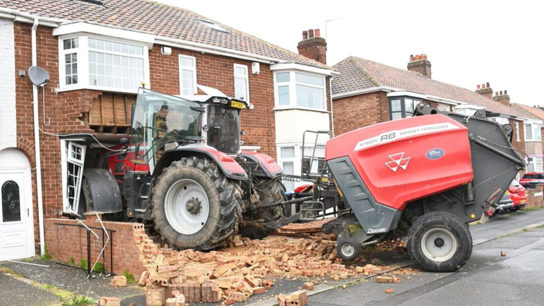 Man jailed for ramming tractor into Middlesbrough house in revenge attack on rival Skynews cleveland police nathan blagg 7361148