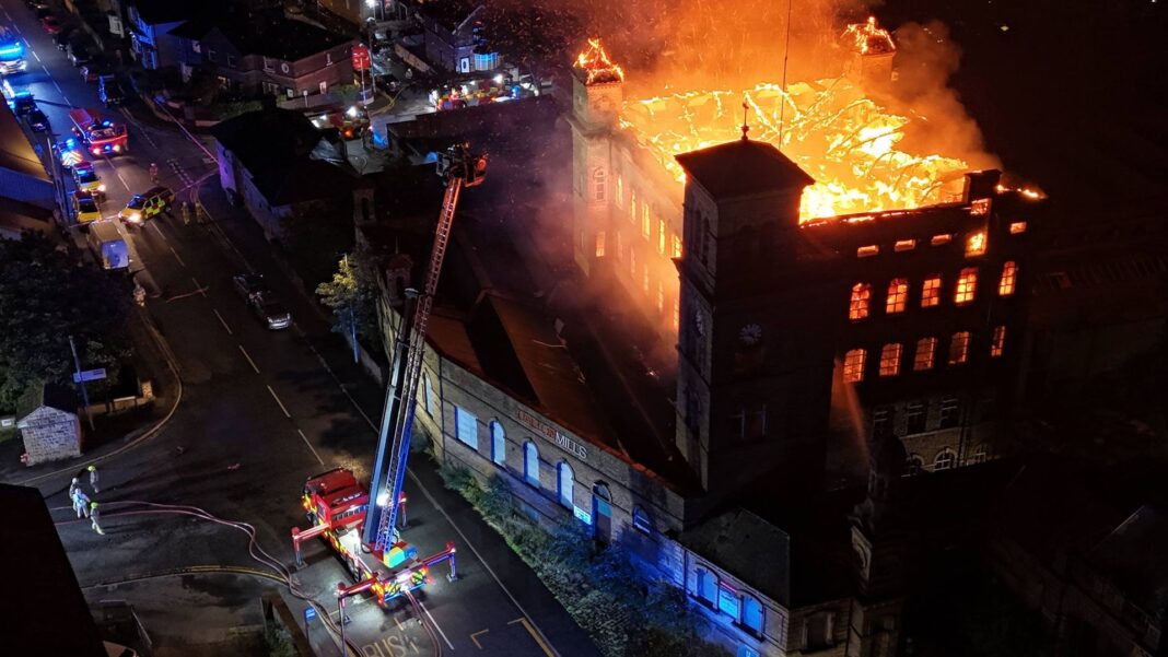 Fire ravages historic mill featured in Peaky Blinders and Downton Abbey Skynews dalton mills keighley 7350109