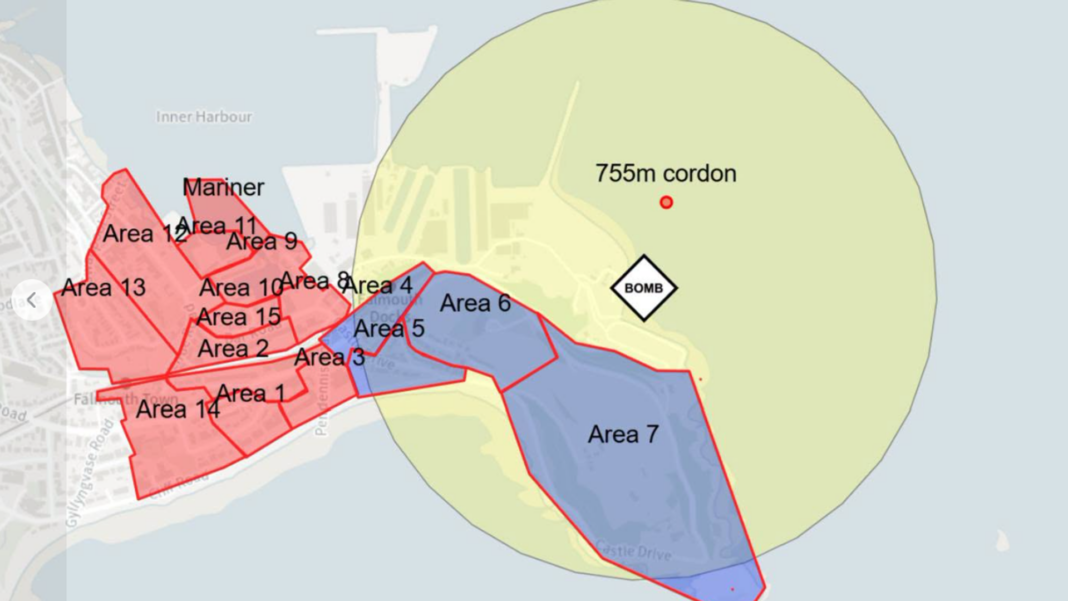 Evacuation under way after unexploded WW2 bomb found in Cornwall Skynews falmouth bomb 7359145