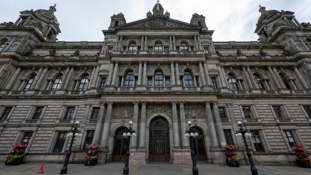 More than 20,000 council staff to be fired and rehired Skynews glasgow city chambers 7360681