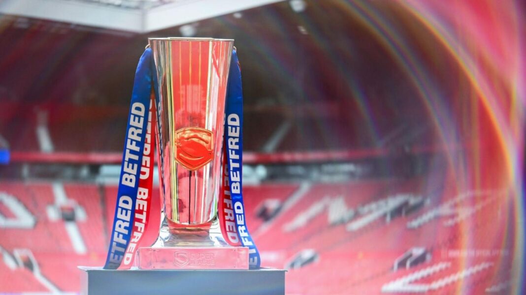 Quiz: Name every Super League Grand Finalist The Super League trophy on a pedestal at Old Trafford