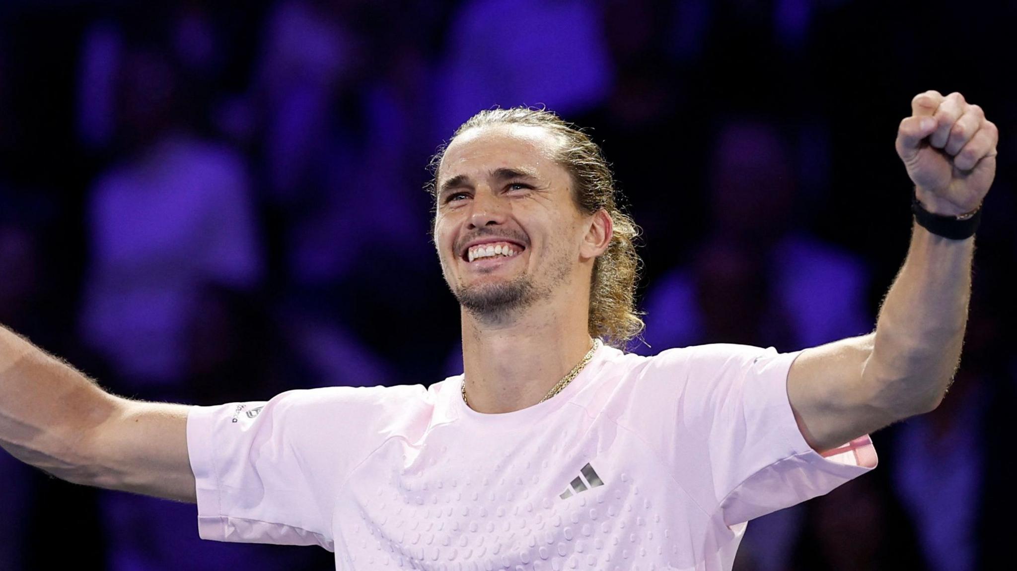 Alexander Zverev celebrates becoming the world number one