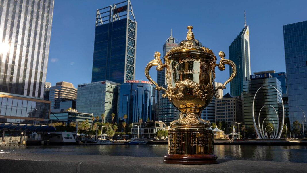 The Webb Ellis Cup in Perth, Australia