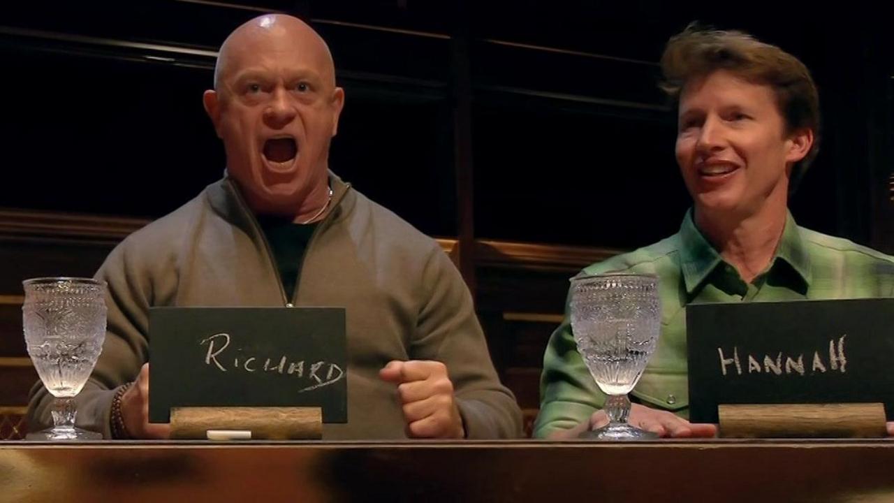 Ross Kemp and James Blunt sitting at the round table on Celebrity Traitors