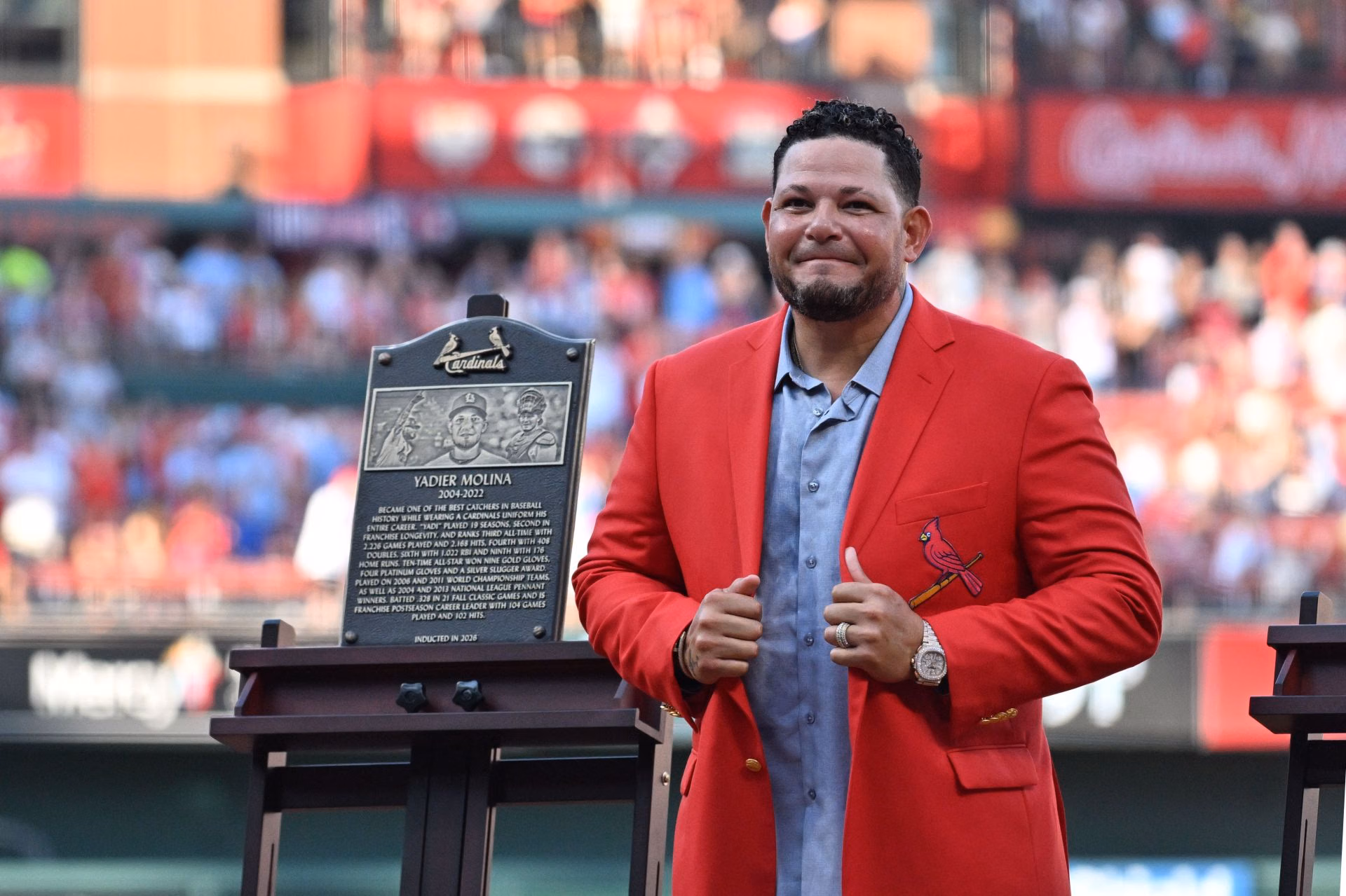 Bengie Molina was a 2x Gold Glove Winner (2002, 2003), won a championship ring with the Angels in 2002, and hit for the cycle in 2010, while Jose Molina caught the final game at the old Yankee Stadium in 2008, and Yadier Molina was a 10x All-Star, 9x Gold Glove winner, and 4x Platinum Glove Award winner. - Source: Imagn