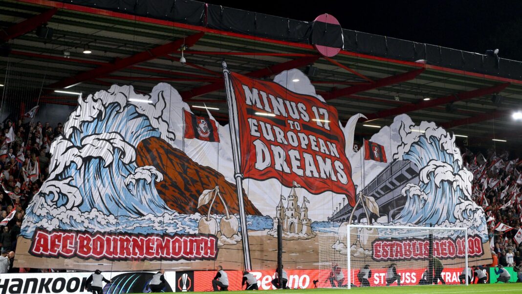 Minus 17 to European dreams as Bournemouth fairytale continues A tifo is displayed before the Europa League match between Bournemouth and SK Sturm Graz