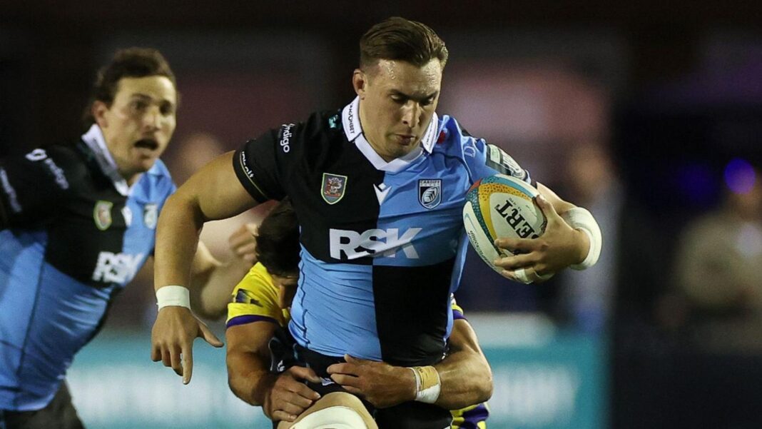 Cardiff seal bonus-point victory against Zebre Taine Basham with a rugby ball in his hands