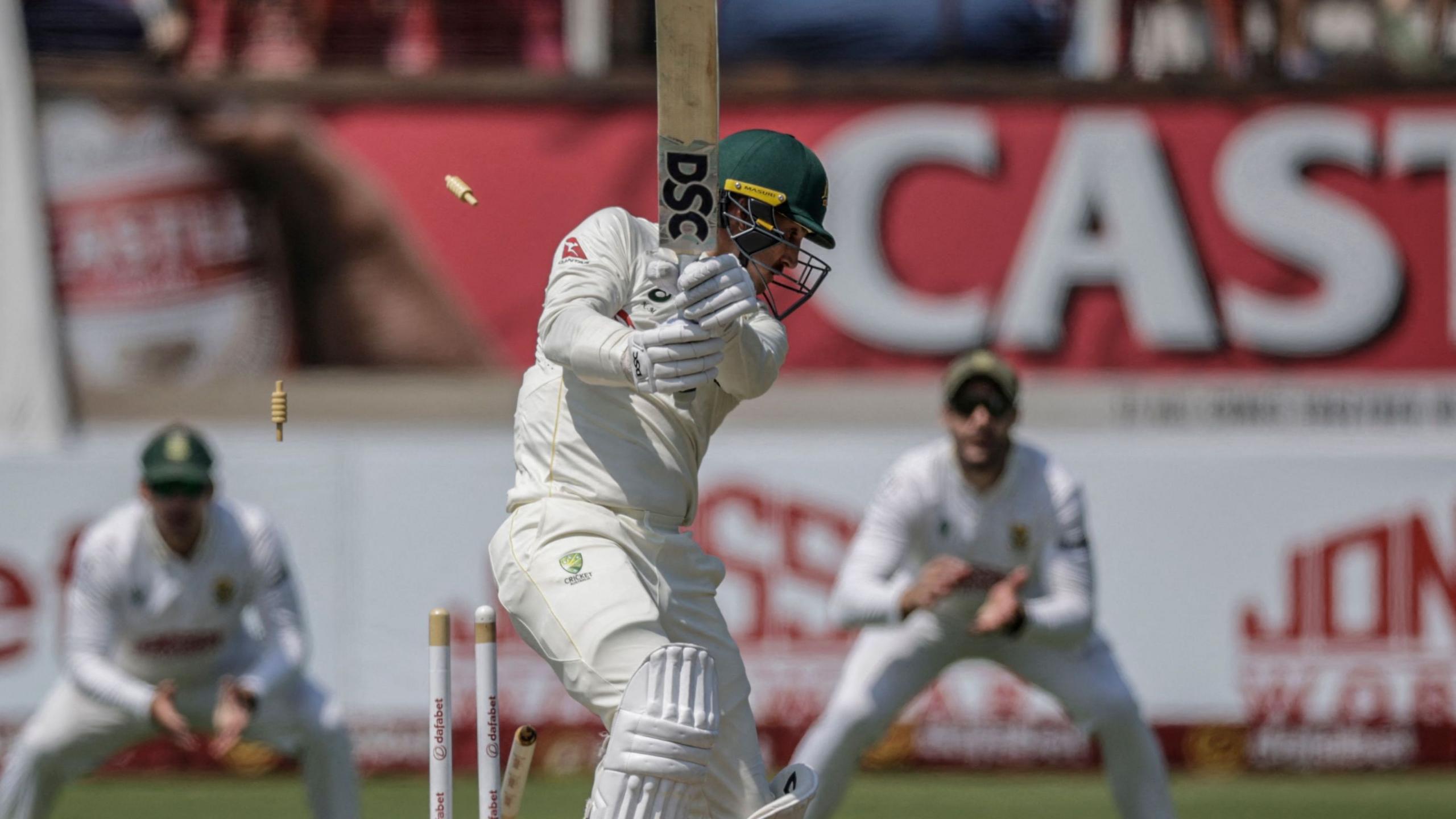 Nic Maddinson is bowled by Marco Jansen