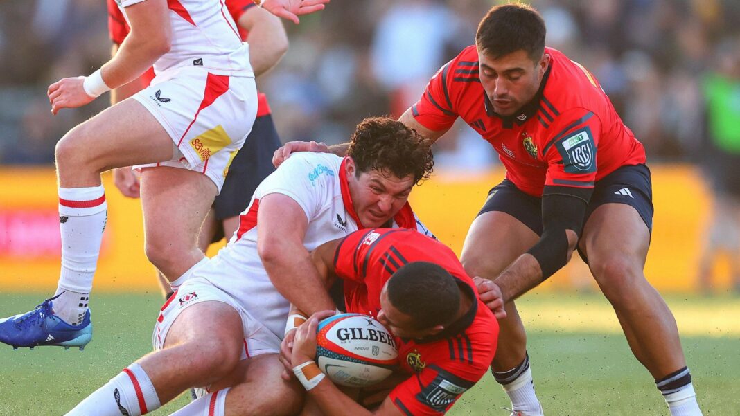 Tom Stewart tackles Shay McCarthy