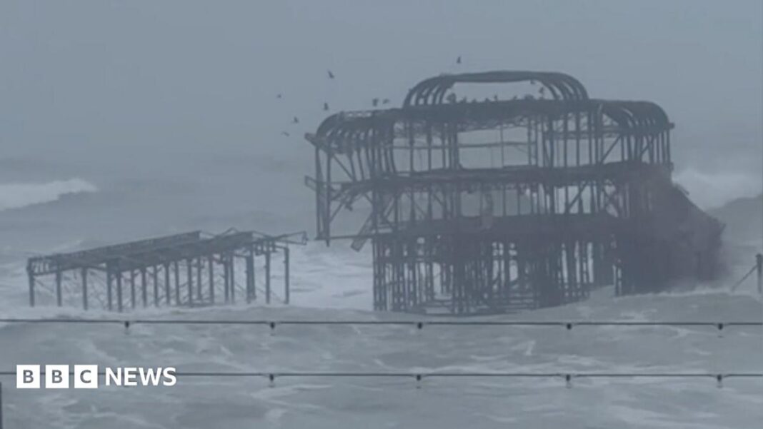 Watch: Moment part of Brighton’s historic West Pier collapses image