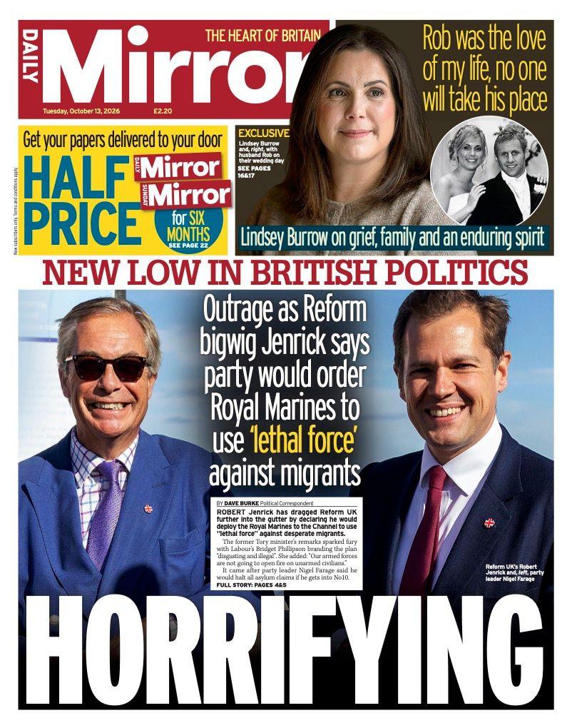 "Horrifying" reads the headline on the front page of the Daily Mirror.