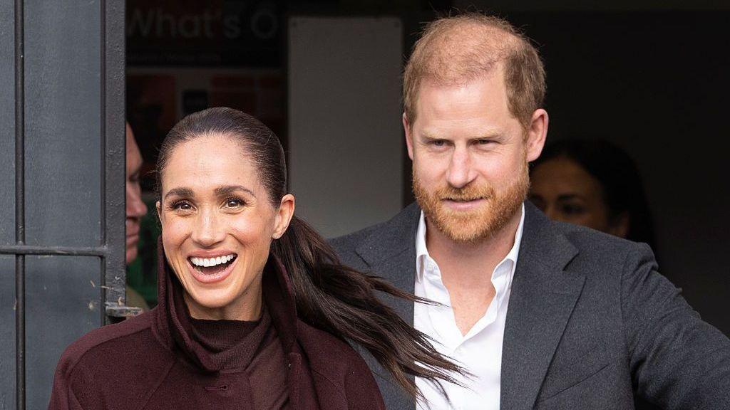 Meghan, Duchess of Sussex and Prince Harry, Duke of Sussex outside The Community Recording Studio