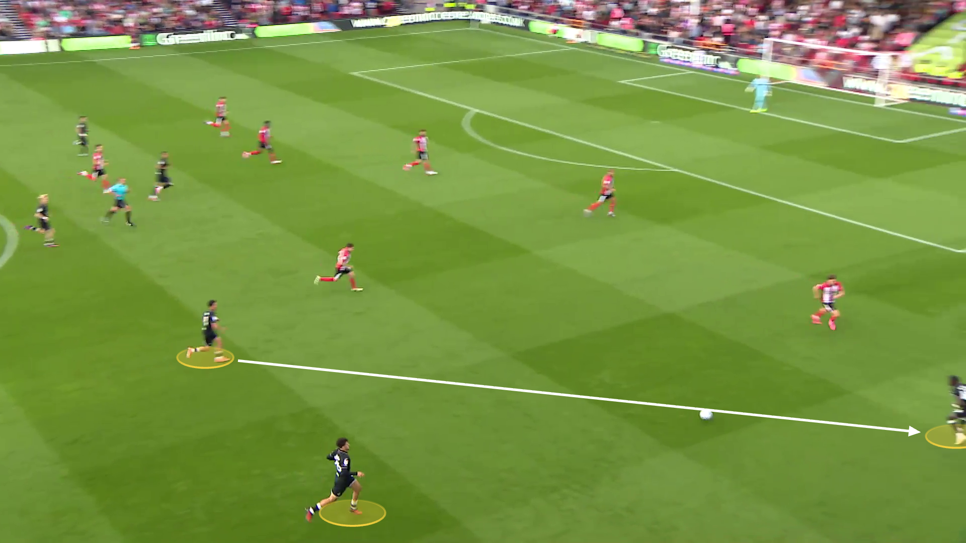 Screengrab showing Swansea's build-up and their wide overloads