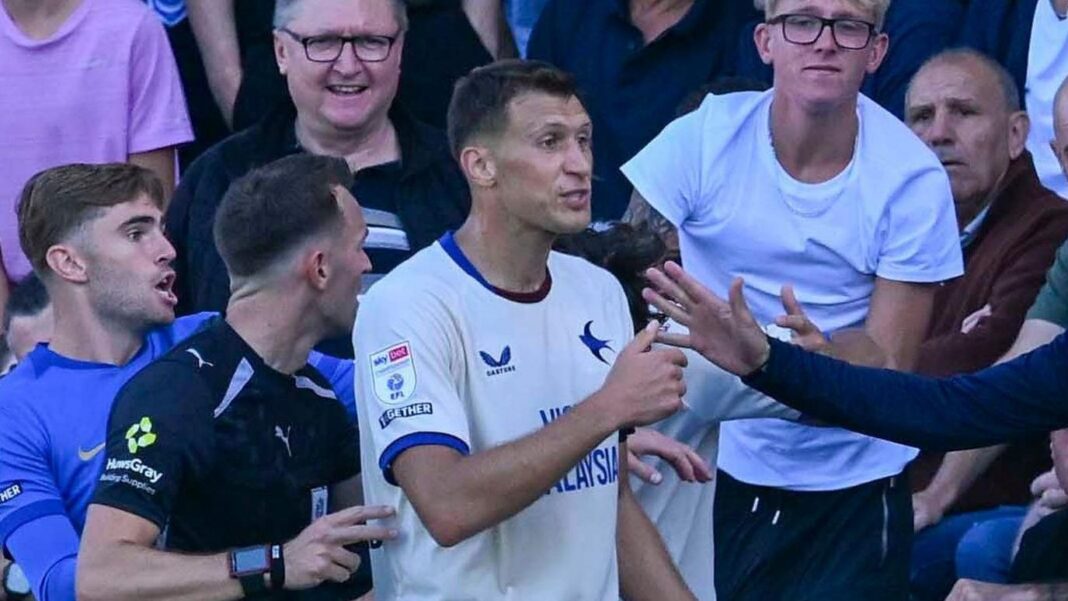 Cardiff’s Bielik banned over Portsmouth incident Cardiff defender Krystian Bielik in front of a bank of Portsmouth fans