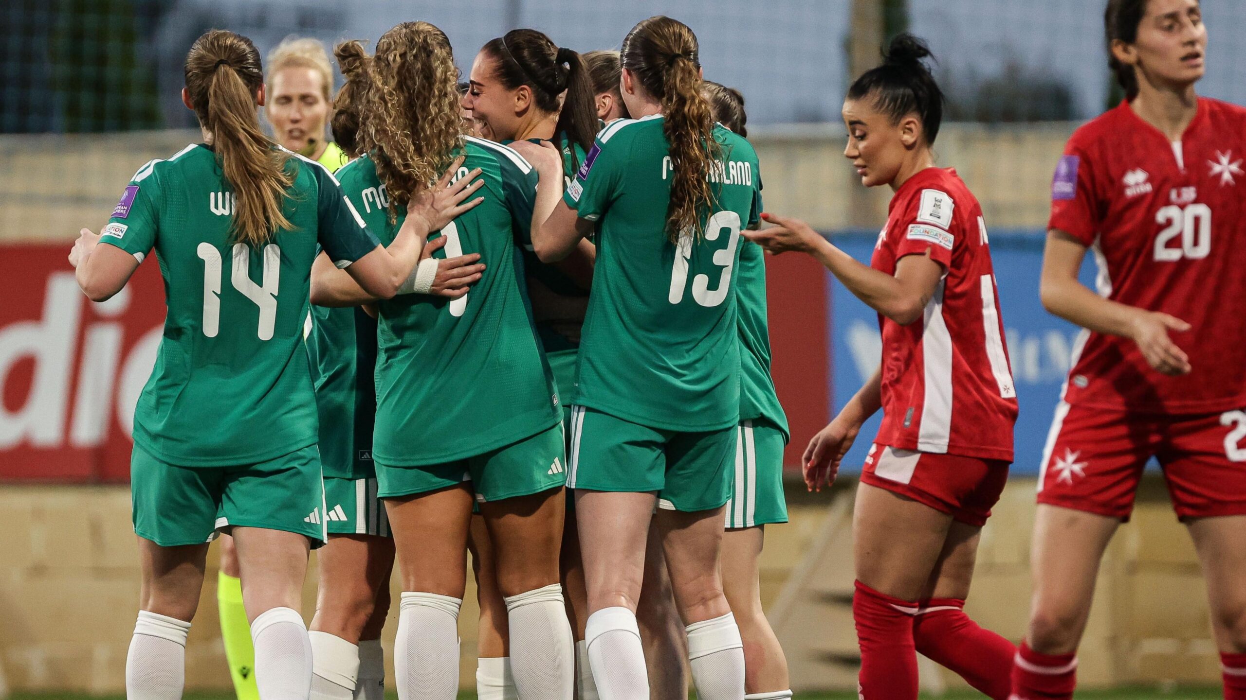 Northern Ireland celebrate a goal against Malta