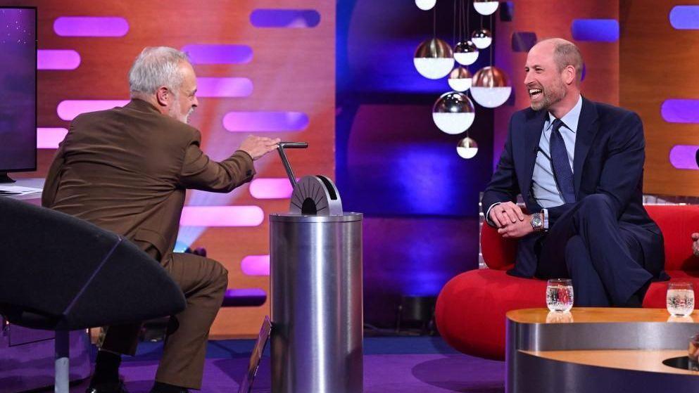 Prince William laughs as he speaks to Graham Norton on the Graham Norton show