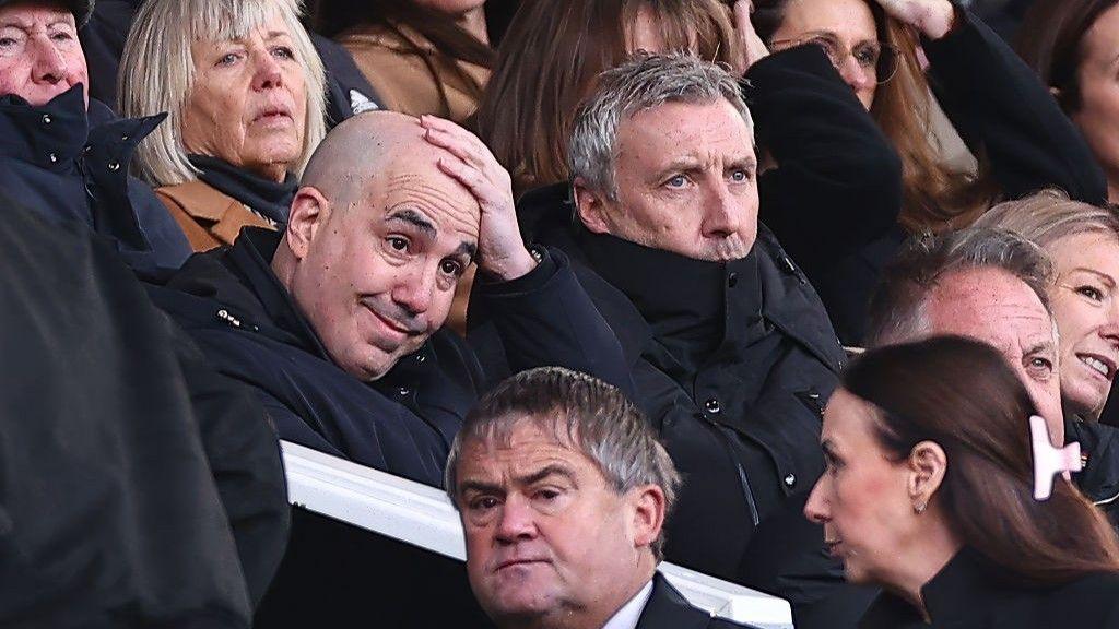 Manchester United chief executive Omar Berrada (left), sat next to director of football Jason Wilcox at the 3-0 home defeat by Bournemouth