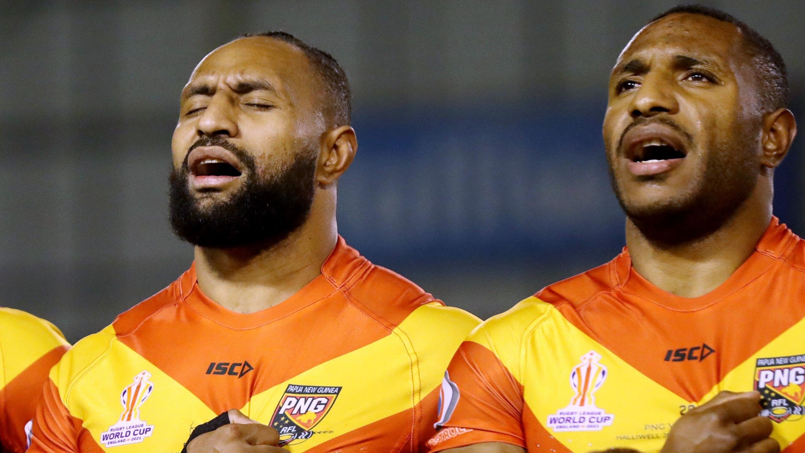 Justin Olam sings the Papua New Guinea anthem