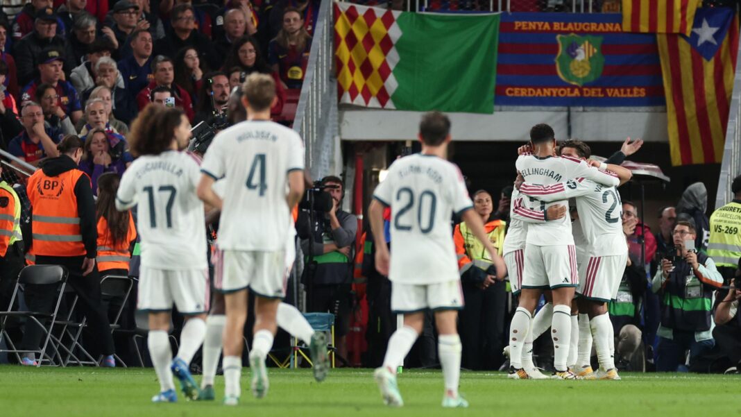 Mourinho and chaos – is Real Madrid boss misunderstood? Image of Kylian Mbappe of Real Madrid, Jude Bellingham of Real Madrid , and Bernardo Silva of Real Madrid celebrating during the La Liga match between FC Barcelona v Real Madrid at the Camp Nou on October 25, 2026.