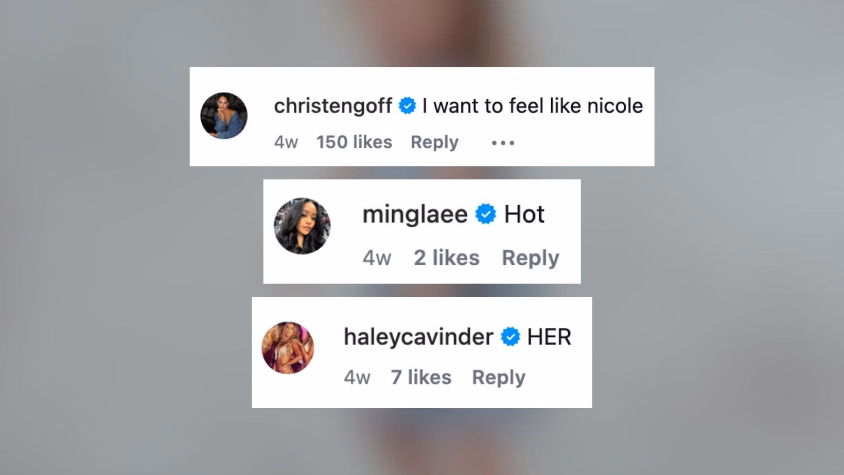 Christen Harper, Haley Cavinder and Kendall comments on Nicole Anderson’s photos (Image Credit: IG/@nicoleemadisyn)