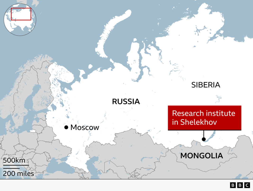 US ‘watching closely’ after plague researcher dies in Russia Map of Russia showing the location of the plague research institute in the city of Shelekhov