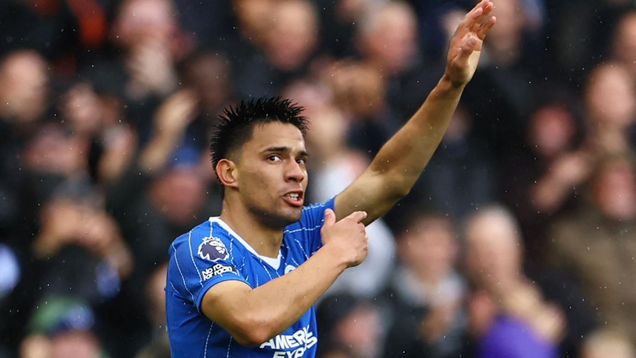 Diego Gomez celebrates scoring for Brighton