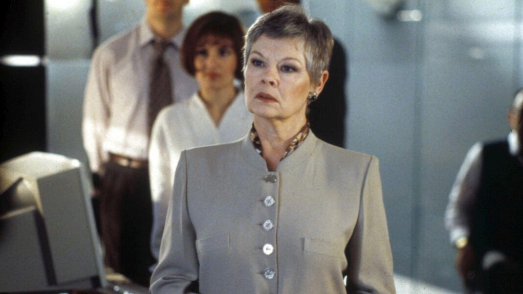 A screengrab from the 1995 film GoldenEye Dench as MI6 boss M in GoldenEye in 1995