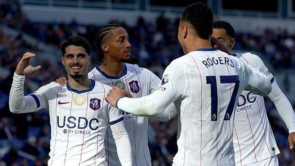 Pedro Neto celebrates his goal with Chelsea team-mates