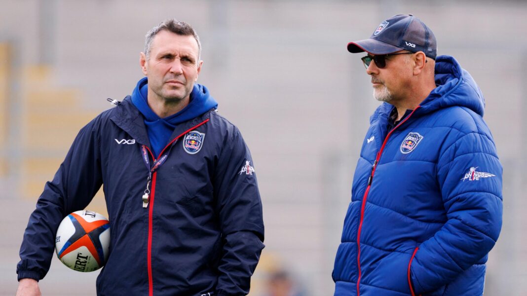 Newcastle boss ‘relishing’ Scarlets challenge Newcastle Red Bulls attack coach Stephen Jones (left) alongside Dan McFarland ahead of Newcastle's game at Exeter