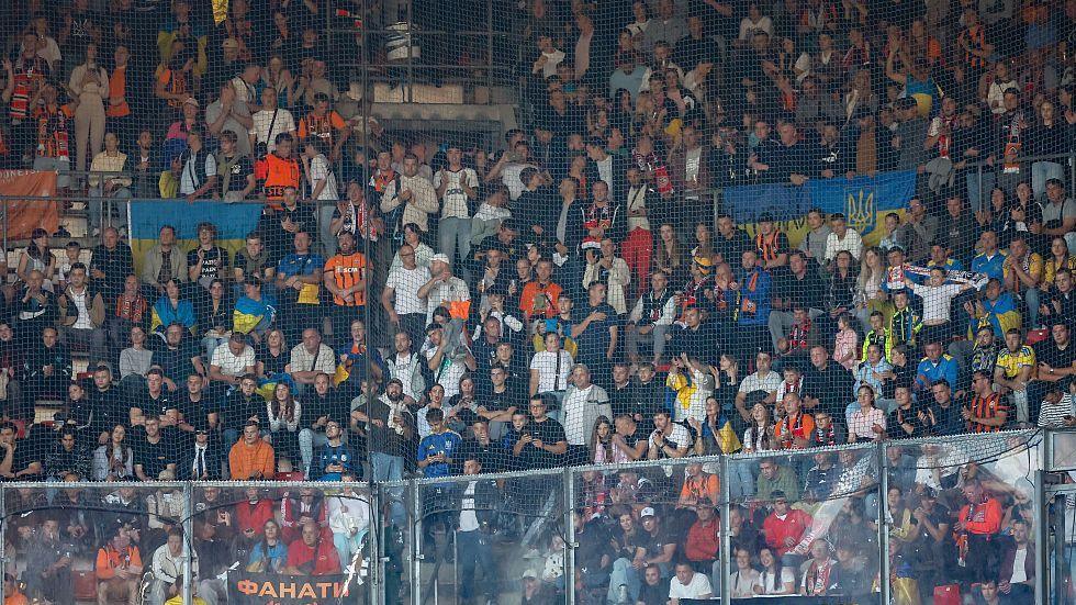 Shakhtar Donetsk fans in the PSV away end in the Champions League this season.