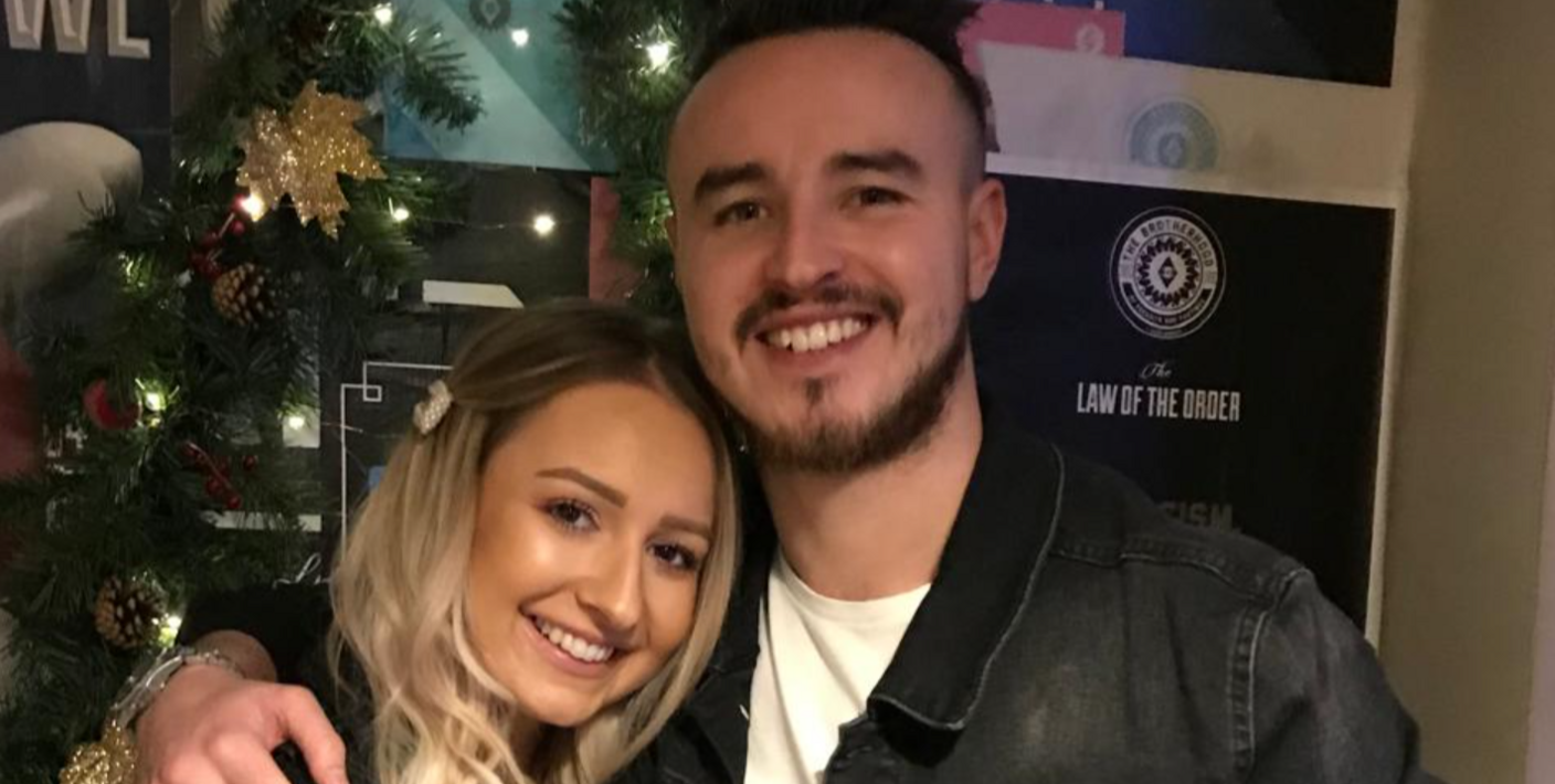 Former Barton Town goalkeeper James Hitchcock pictured with his wife April on a night out