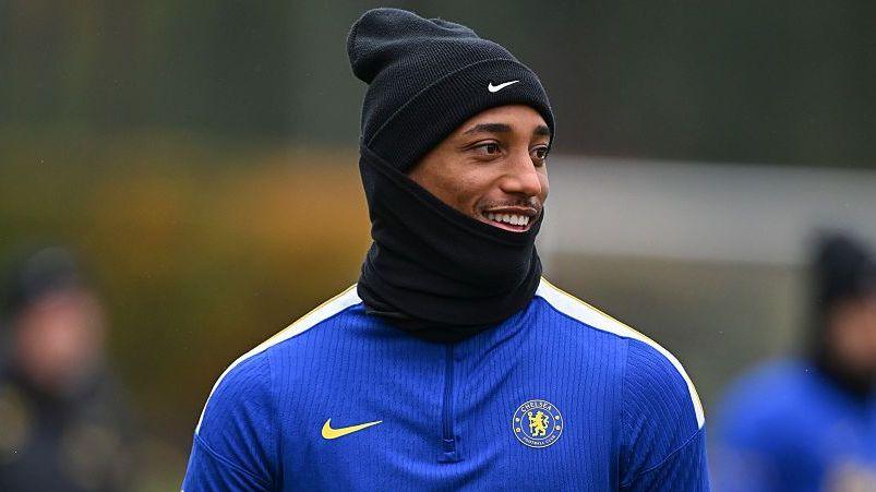 Joao Pedro smiling in training with Chelsea