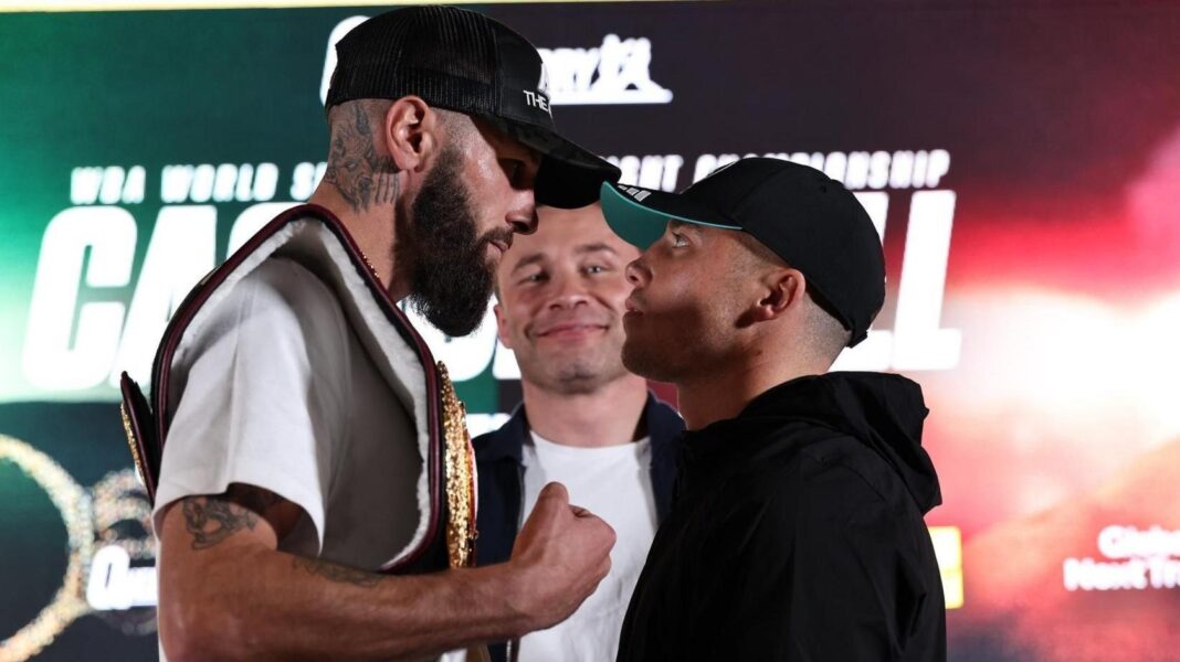 Cacace and Ball go face-to-face as Carl Frampton looks on