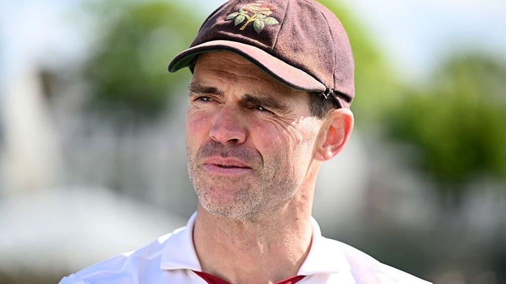 A head and shoulders image of James Anderson, wearing a Lancashire cap
