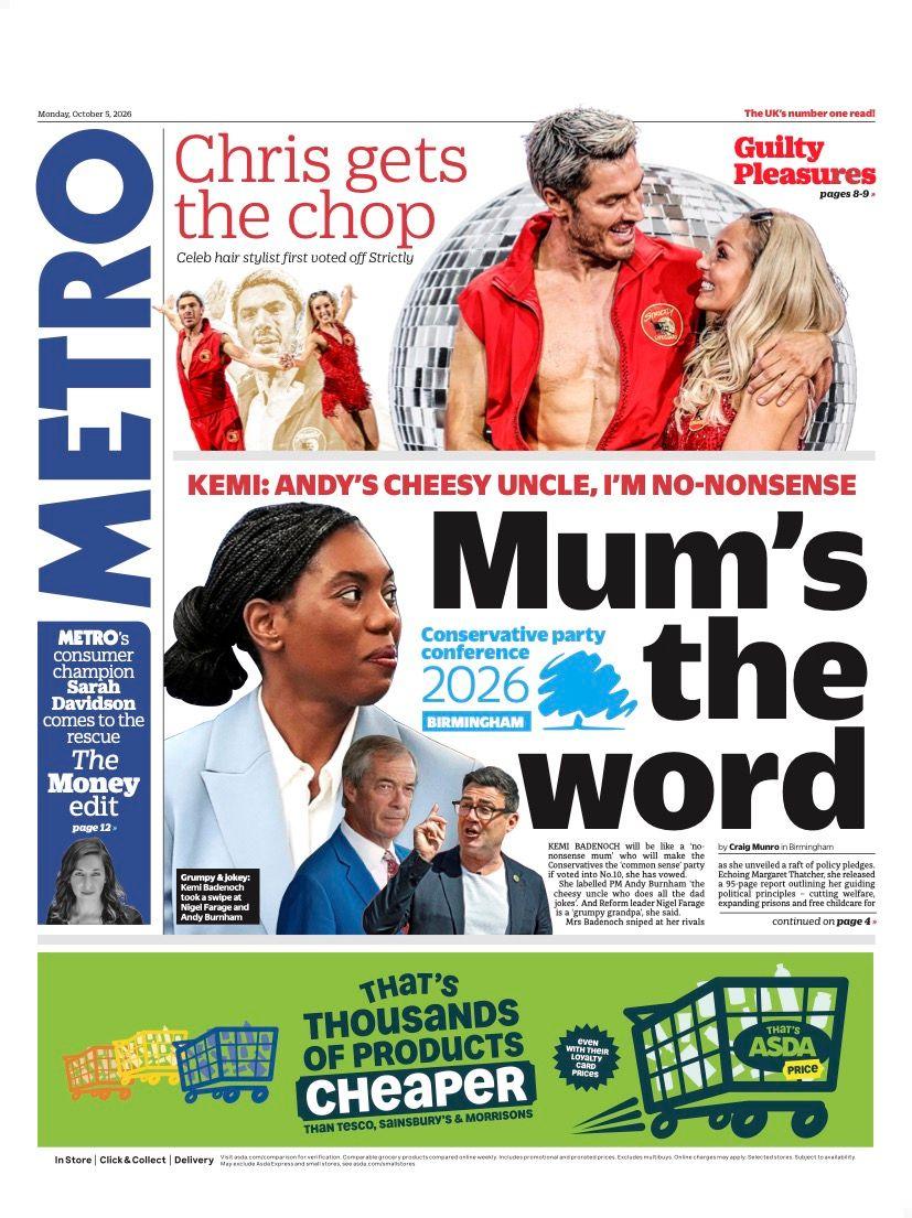 The headline on the front page of the Metro reads: "Mum's the word".