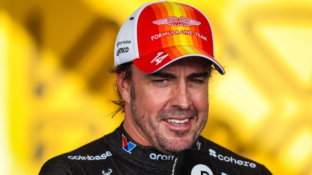 Verstappen wins in Malaysia after long delays as Russell retires Fernando Alonso pictured wearing an Aston Martin cap in the red and yellow colours of the Spanish flag at the 2026 Spanish Grand Prix