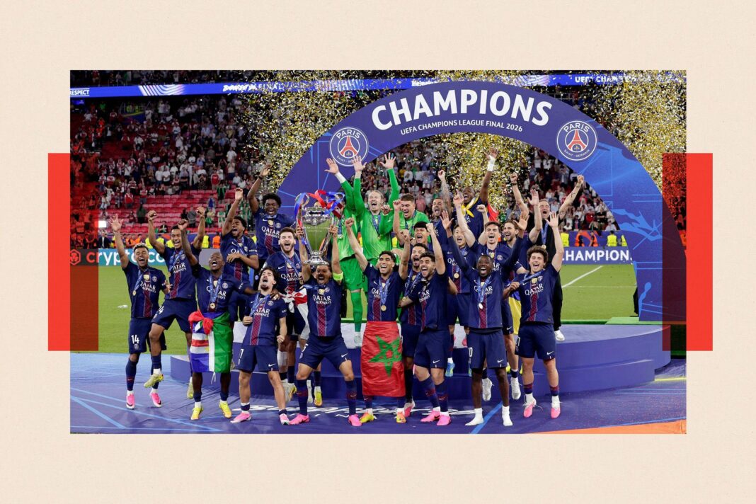 There’s a crackdown on sports piracy – but is it already out of control? Paris Saint-Germain celebrates the Champions League final victory with the trophy during the UEFA Champions League match between Paris Saint Germain v Arsenal at the Puskas Arena on May 30, 2026 in Budapest Hungary