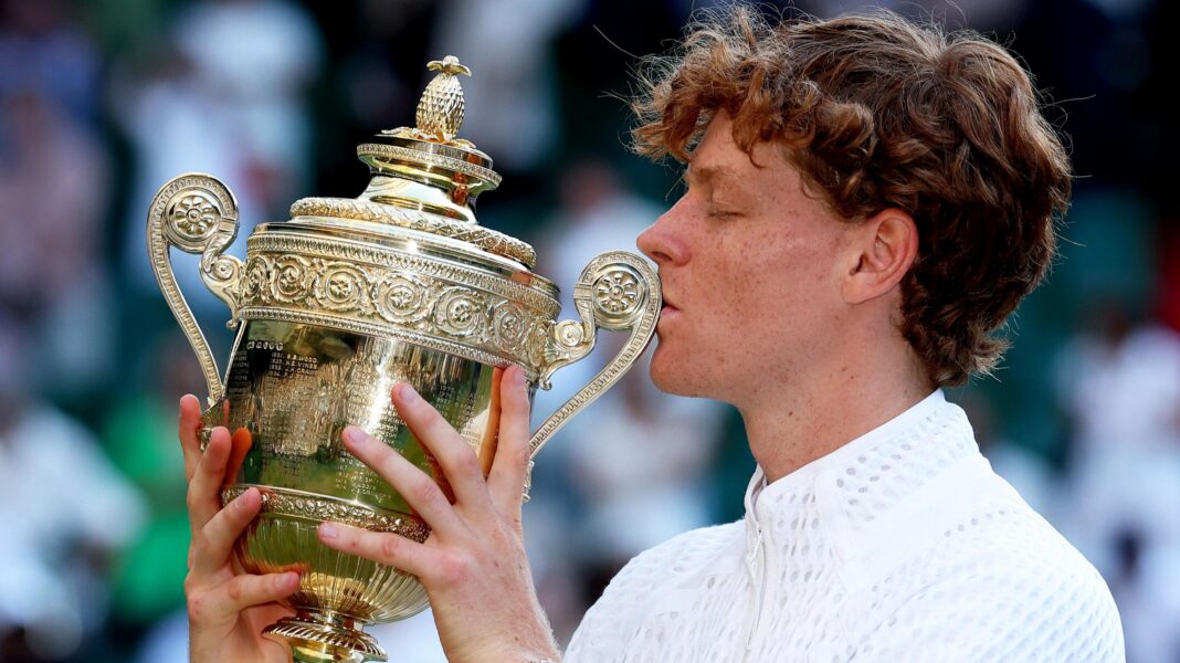 Sinner out for rest of season with knee injury Jannik Sinner kisses the Wimbledon trophy after beating Alexander Zverev in the men's final