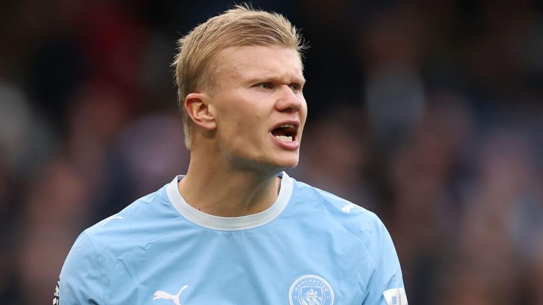 A head and shoulders image of Manchester City striker Erling Haaland
