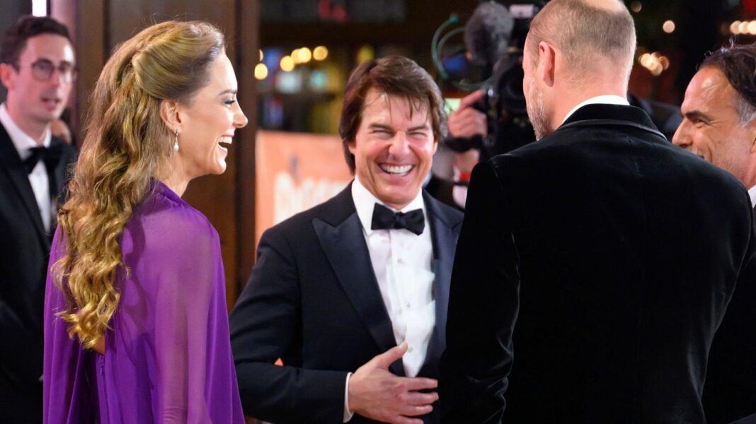 Tom Cruise film Digger could lose $245m at box office The Prince and Princess of Wales speaking to Tom Cruise in formal dress. The princes of Wales is wearing a purple dress and Tom Cruise and Prince William are in black tie. All are laughing together