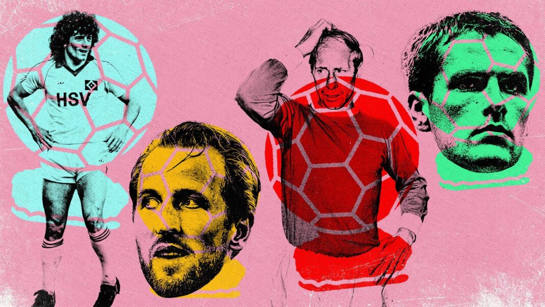 Ranking England’s Ballon d’Or winners – how does Kane compare? Graphic of Keegan, Kane, Charlton and Owen